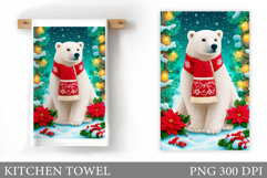 Polar Bear Kitchen Towel. Christmas Kitchen Towel Design Product Image 1