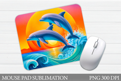 Dolphins Mouse Pad Design. Sea Mouse Pad Sublimation Product Image 1
