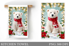 Polar Bear Kitchen Towel. Christmas Kitchen Towel Design Product Image 1