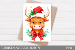 Christmas Cow Card Printable. Christmas Card Design Product Image 1
