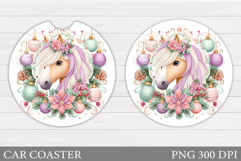 Christmas Horse Car Coaster. Christmas Car Coaster Design Product Image 1