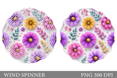 Flowers Wind Spinner Design. Floral Wind Spinner Sublimation Product Image 1