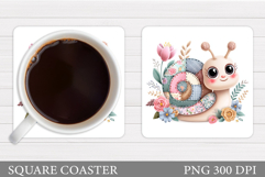 Cute Snail Coaster Design. Cute Snail Sublimation Product Image 1