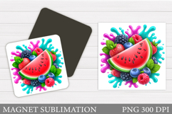 Watermelon Magnet Design. Summer Magnet Sublimation Product Image 1