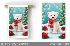 Polar Bear Kitchen Towel. Christmas Kitchen Towel Design Product Image 1