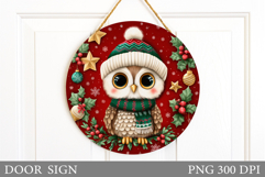 Christmas Owl Door Sign. Christmas Door Sign Sublimation Product Image 1