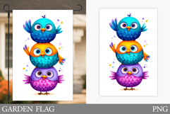 Funny Birds Garden Flag Design. Cute Birds Sublimation Product Image 1