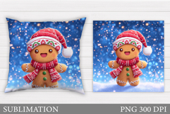 Gingerbread Pillow Design. Christmas Pillow Sublimation Product Image 1