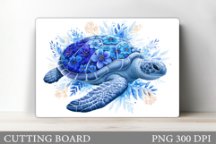 Sea Turtle Cutting Board. Floral Turtle Sublimation Product Image 1