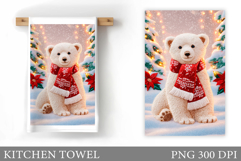 Polar Bear Kitchen Towel. Christmas Kitchen Towel Design Product Image 1