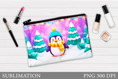 Penguin Cosmetics Bag. Christmas Makeup Bag Design Product Image 1