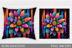 Flower Pillow Design. Floral Pillow Sublimation Product Image 1