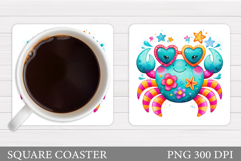 Cute Crab Coaster Design. Cute Crab Sublimation Product Image 1