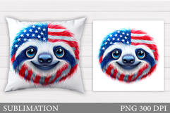 Patriotic Sloth Coaster. Patriotic Coaster Sublimation Product Image 1