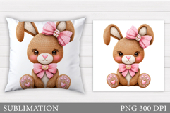 Yarn Bunny Pillow Design. Cute Bunny Sublimation Product Image 1