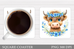 Cute Cow Coaster Design. Cute Cow Sublimation Product Image 1