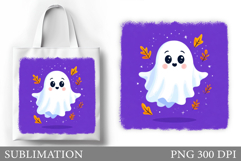 Halloween Ghost Tote Bag Design. Cute Halloween Sublimation Product Image 1