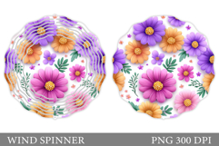 Floral Wind Spinner Sublimation. Flowers Wind Spinner Design Product Image 1