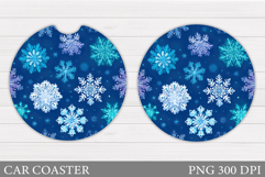 Snowflakes Car Coaster Design. Snowflakes Round Coaster Product Image 1