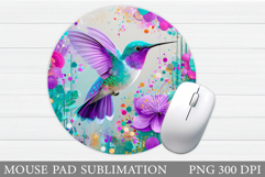 Hummingbird Mouse Pad Design. Flowers Birds Mouse Pad Product Image 1