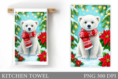 Polar Bear Kitchen Towel. Christmas Kitchen Towel Design Product Image 1