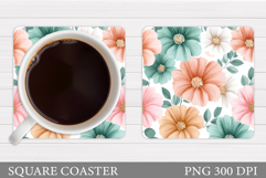 Flowers Coaster Sublimation. Floral Coaster Design Product Image 1