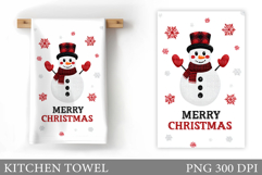 Snowman Kitchen Towel Design. Christmas Kitchen Towel Product Image 1