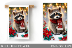 Christmas Raccoon Kitchen Towel. Christmas Kitchen Towel Product Image 1