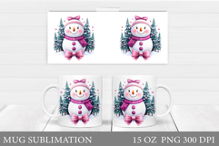 Cute Snowman Mug Design. Christmas Mug Sublimation Product Image 1