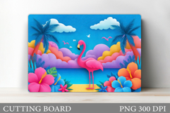 Flamingo Cutting Board Design. Flamingo Sublimation Product Image 1