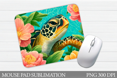 Turtle Mouse Pad Sublimation. Sea Mouse Pad Design Product Image 1