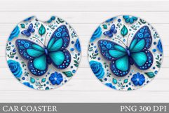 Butterfly Car Coaster. Flowers Car Coaster Design Product Image 1