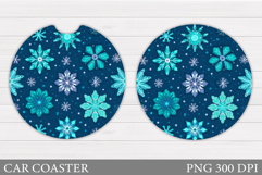 Snowflakes Car Coaster Design. Snowflakes Round Coaster Product Image 1