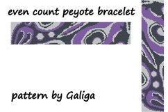 Abstract Violet Bracelet pattern even count peyote beading Product Image 1