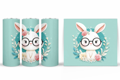 Cute Bunny Tumbler Design. Bunny Flowers Tumbler Sublimation Product Image 2