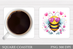 Cute Bee Coaster Design. Cute Bee Sublimation Product Image 1