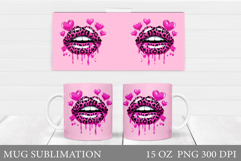 Lips Mug Wrap Design. Valentine Mug Sublimation Product Image 1