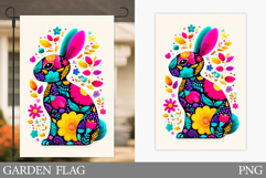 Floral Bunny Garden Flag. Summer Garden Flag Sublimation Product Image 1