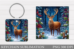 Reindeer Keychain Design. Christmas Keychain Sublimation Product Image 1