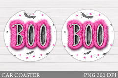Boo Car Coaster Design. Halloween Car Coaster Sublimation Product Image 1