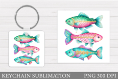 Fish Keychain Sublimation. Sea Keychain Design Product Image 1