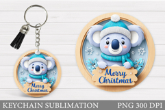 Christmas Koala Keychain. Christmas Keychain Sublimation Product Image 1