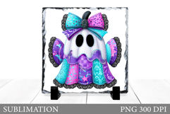 Cute Ghost Slate Design. Halloween Slate Sublimation Product Image 1