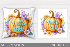 Fall Pumpkin Pillow Design. Fall Sublimation Product Image 1