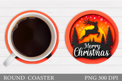 Reindeer Coaster Design. Christmas Coaster Sublimation Product Image 1