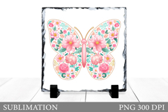 Floral Butterfly Sublimation. Butterfly Slate Design Product Image 1