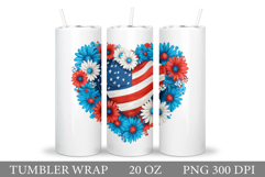 Patriotic Heart Tumbler. Patriotic Tumbler Sublimation Product Image 1