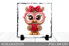 Valentines Owl Sublimation. Valentines Owl Slate Design Product Image 1