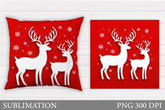 Reindeer Pillow Design. Christmas Pillow Sublimation Product Image 1