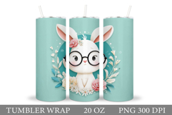 Cute Bunny Tumbler Design. Bunny Flowers Tumbler Sublimation Product Image 1